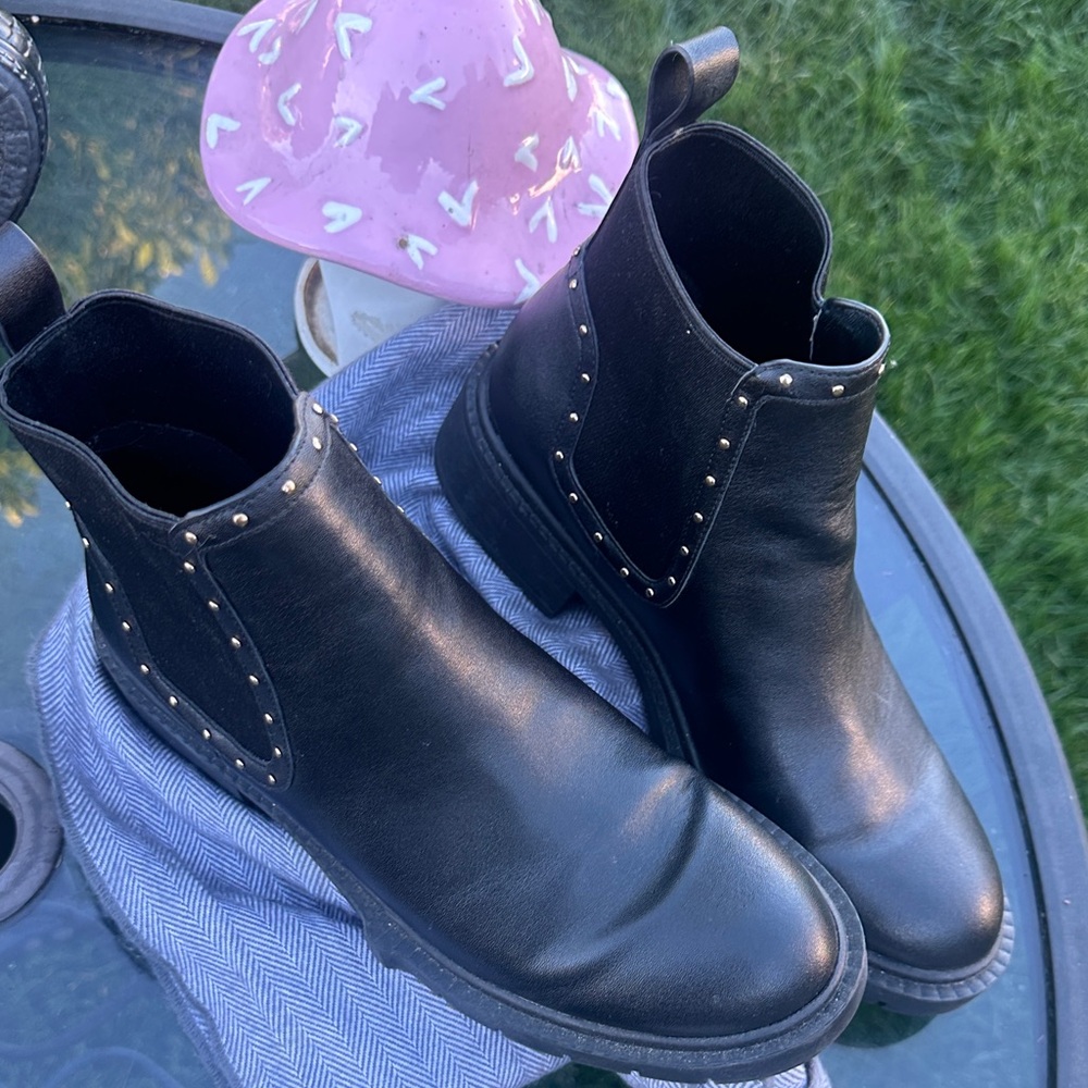 Coach Black Ankle Boots with Studded Detail